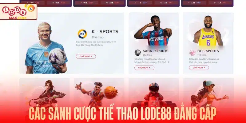 Các sảnh cược thể thao Lode88 đẳng cấp
