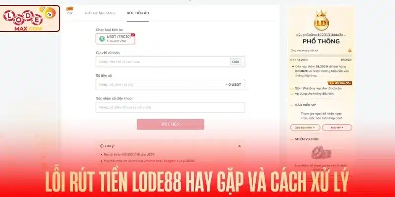 Lỗi rút tiền Lode88 hay gặp và cách xử lý dứt điểm